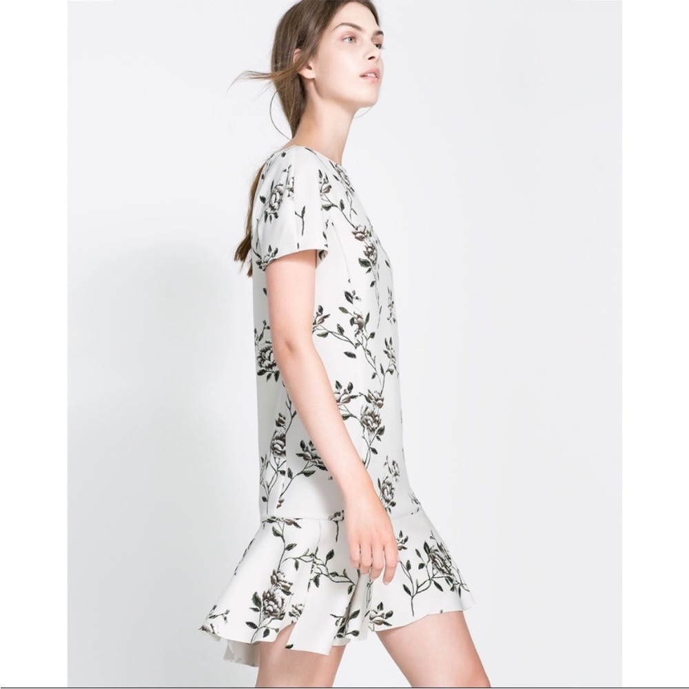 Zara Off White Trafaluc Floral Dress